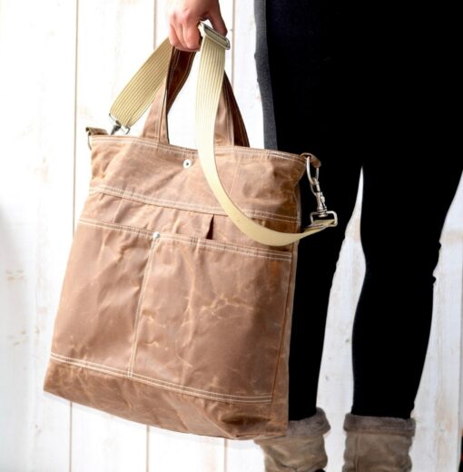 Versatile Waxed Canvas Tote Laptop, Weekender, or Vegan Messenger Bag by IKABAGS - Image 3