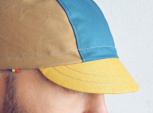 Earthtones Cycling Cap Teal, Gold, Ochre - Elevate Your Ride with Style - Image 4