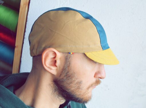Earthtones Cycling Cap Teal, Gold, Ochre - Elevate Your Ride with Style - Image 2