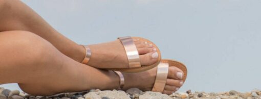 Handmade Greek Leather Sandals Aphrodite - Rose Gold - Image 3