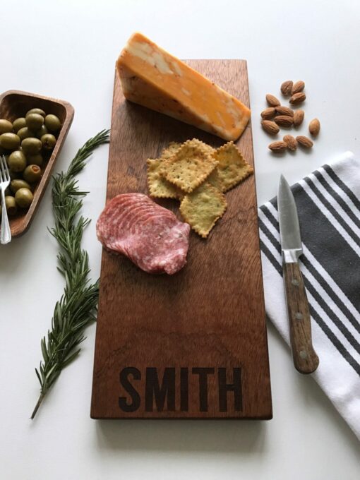 Personalized Cheese Board Custom Engraved Charcuterie Board, Unique Handmade Serving Tray with Last Name for Wedding Gifts - Image 2