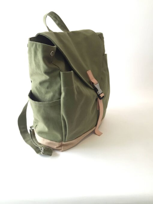 Versatile Canvas Backpack Your Go-to for Diapers, School, Travel, and More - Image 2