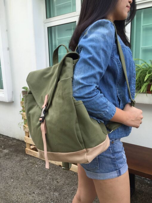 Versatile Canvas Backpack Your Go-to for Diapers, School, Travel, and More - Image 4