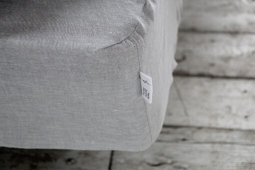 Stonewashed Linen Fitted Sheet Indulge in the Comfort of Ash Pearl Melange - Image 2