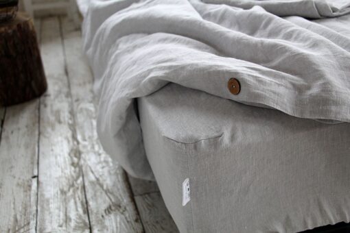 Stonewashed Linen Fitted Sheet Indulge in the Comfort of Ash Pearl Melange - Image 6