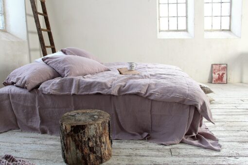 Indulge in the Comfort of Stonewashed Linen WOOD ROSE Fitted Sheet for a Serene Sleep - Image 5