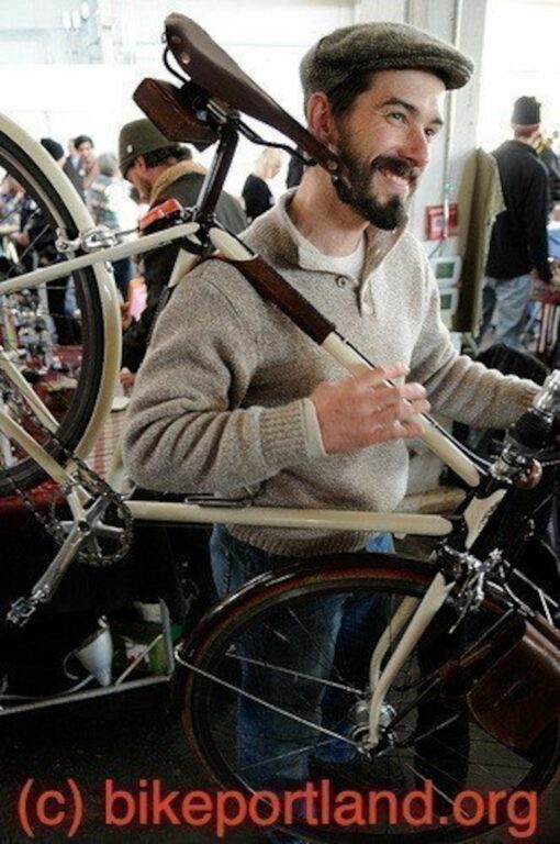 Premium Leather Top Tube Protector and Bicycle Carrier The "Portage Strap - Image 2
