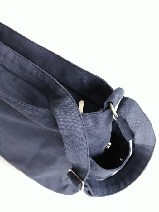 Navy Blue Canvas Hobo Diaper Bag with Zipper Vegan Travel Messenger Bag, Personalized Baby Shower Gift Set - No. 101 RENEE - Image 4