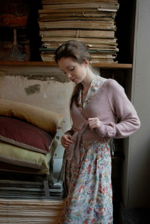 Knitting Pattern Cropped Wrap Cardi with Long Sleeves and Ties - Image 2