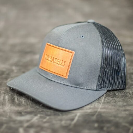 American Flag Trucker Hat Black Multicam with Personalized Leather Patch - Image 4