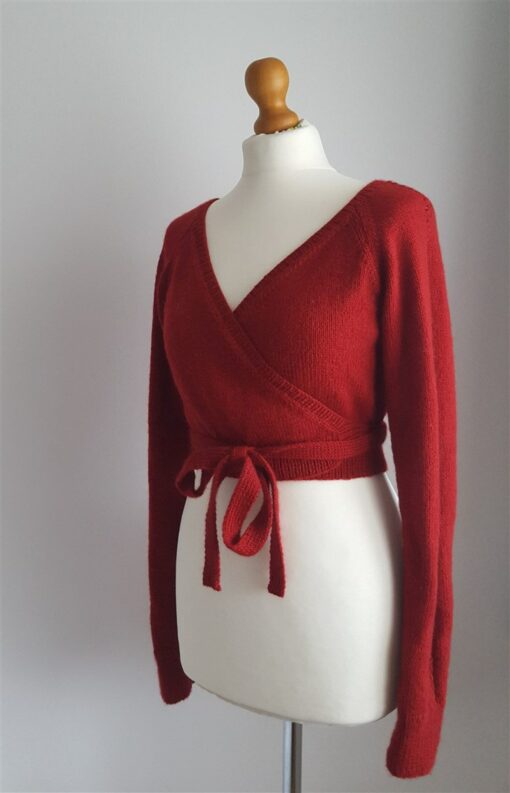 Knitting Pattern Cropped Wrap Cardi with Long Sleeves and Ties - Image 4