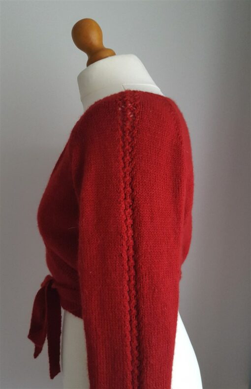 Knitting Pattern Cropped Wrap Cardi with Long Sleeves and Ties - Image 5