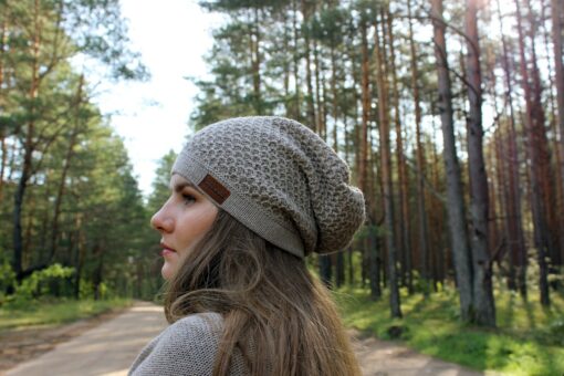 Cozy and Chic Beige Alpaca Wool Knit Slouchy Beanie for Women - Image 2
