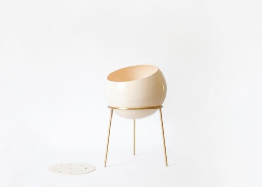 Exquisite Nude Pink and Brass Floor Planter Elevate Your Home's Ambiance - Image 4