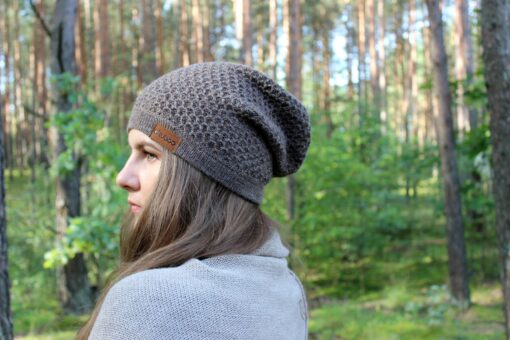 Cozy and Chic Beige Alpaca Wool Knit Slouchy Beanie for Women - Image 5