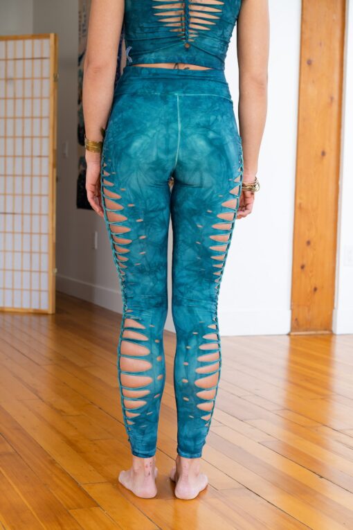 Teal Shiva Yoga Leggings Hand-Dyed for Divine Flow - Image 5