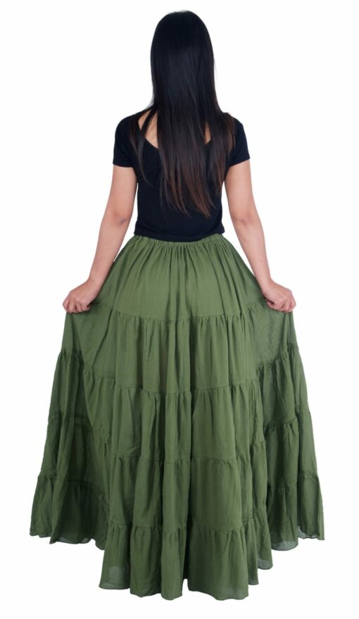 Enchanting Emerald Maxi Skirt Flowy Bohemian Rhapsody for Fall and Halloween - Image 5