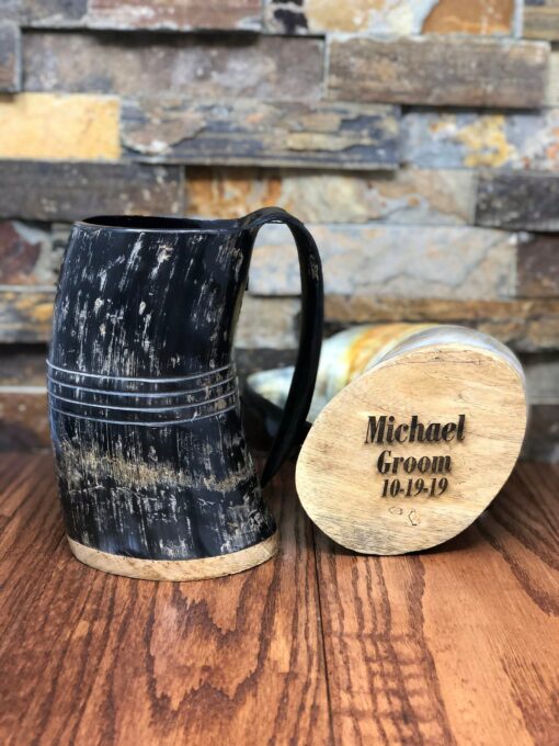 Personalized Buffalo Horn Beer Tankard Unique Engraved Gifts for Men, Groomsmen, and Friends - Image 2