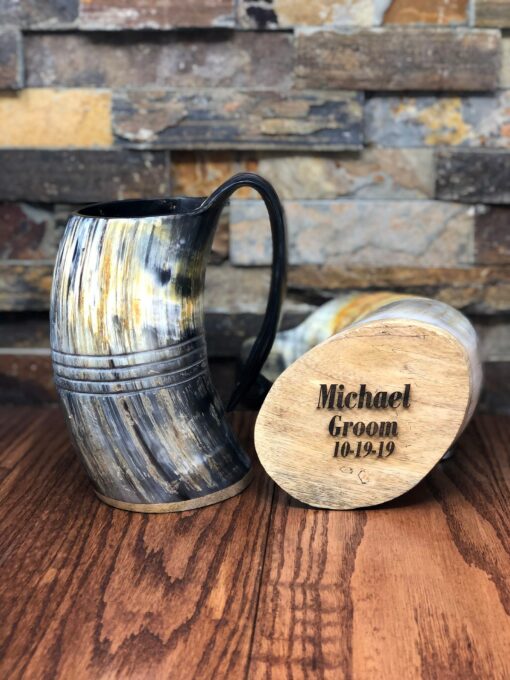Personalized Buffalo Horn Beer Tankard Unique Engraved Gifts for Men, Groomsmen, and Friends - Image 3