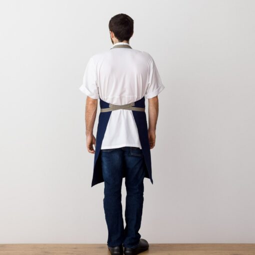 Premium Chef Apron Navy Blue Canvas with Tan Straps, Handcrafted for Kitchen and Restaurant Professionals - Image 3