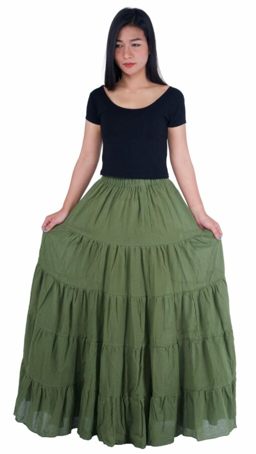 Enchanting Emerald Maxi Skirt Flowy Bohemian Rhapsody for Fall and Halloween - Image 4