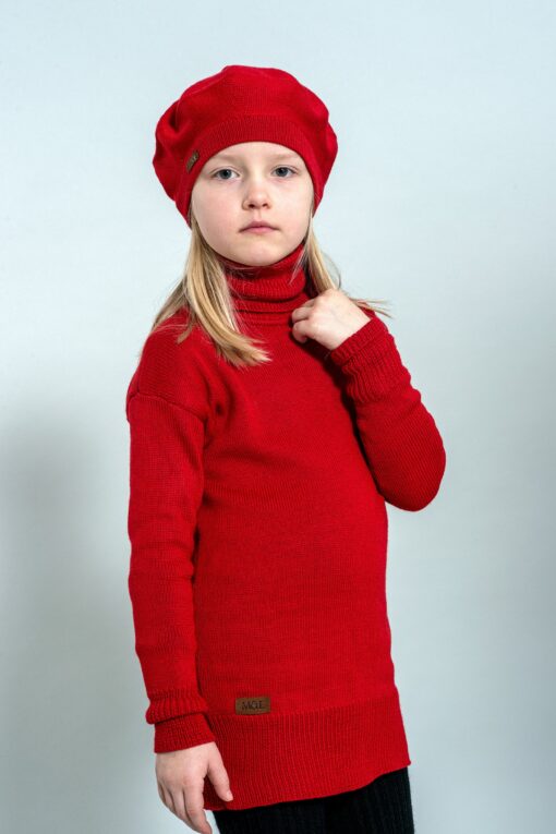 Charming Red Merino Beret A Timeless Gift for Little Fashionistas - Image 3