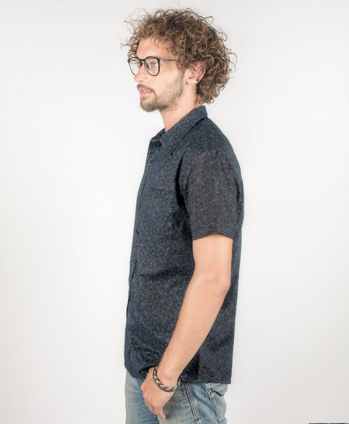 Psychedelic Men's Button-Down Geometric Print, Short Sleeve, Perfect Father's Day Gift - Image 3