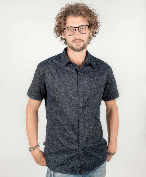 Psychedelic Men's Button-Down Geometric Print, Short Sleeve, Perfect Father's Day Gift - Image 2