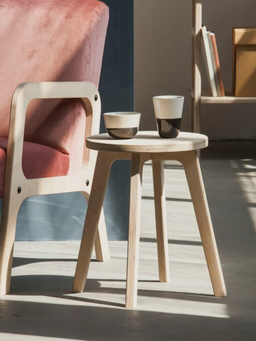 Walnut Wood Stool Versatile Scandinavian Side Table, Plant Stand, and Mid-Century Home Decor - Image 2