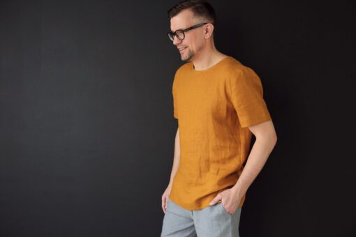 Saffron Linen T-Shirt Elevate Your Summer Style with Comfort and Style - Image 2