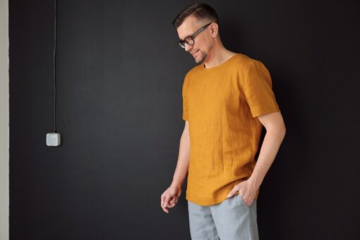 Saffron Linen T-Shirt Elevate Your Summer Style with Comfort and Style - Image 5