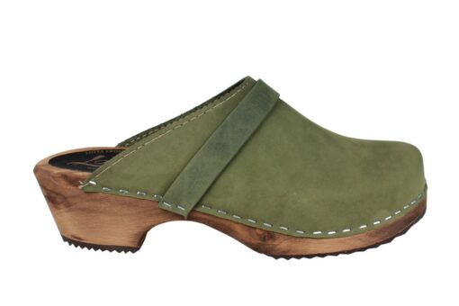 Lotta from Stockholm Classic Green Oiled Nubuck Leather Clogs - Handmade Swedish Comfort - Image 3