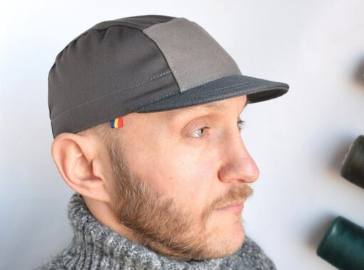 Upcycled Army 5-Panel Hat Military Cycling Cap in Shades of Gray - Image 2
