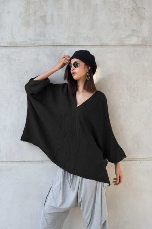 Women's V-Neck Kaftan Effortless Summer Style with Natural Cotton Comfort - Image 5