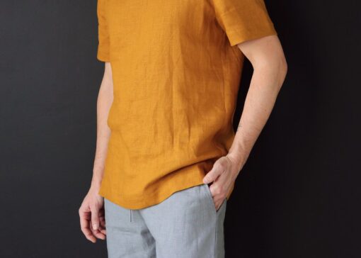 Saffron Linen T-Shirt Elevate Your Summer Style with Comfort and Style - Image 4