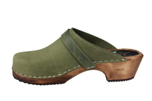 Lotta from Stockholm Classic Green Oiled Nubuck Leather Clogs - Handmade Swedish Comfort - Image 6