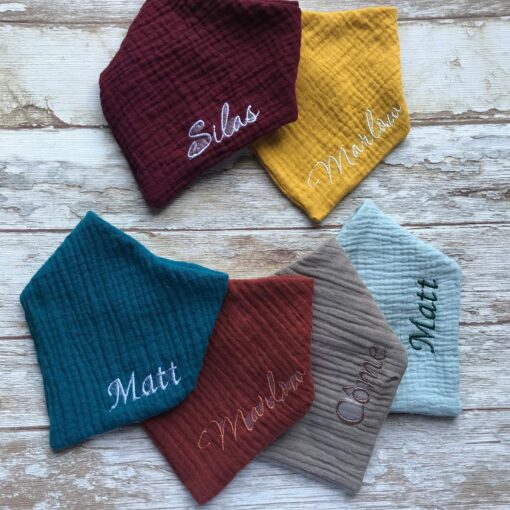Personalized Embroidered Baby Bibs Custom Name, Bandana, and Birthday Bibs for Neutral Baby Showers - Image 5