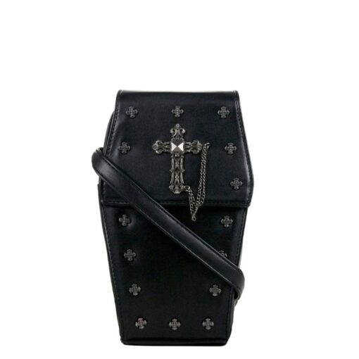 GOTHX Mini Black Vegan Gothic Cross Coffin Chain Bag - Embrace the Darkness with Style - Image 6