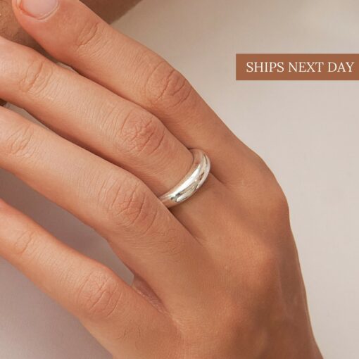 DOME Ring Minimalist Geometric Statement Ring in Silver, Gold, or Rose Gold (RR001) - Image 2