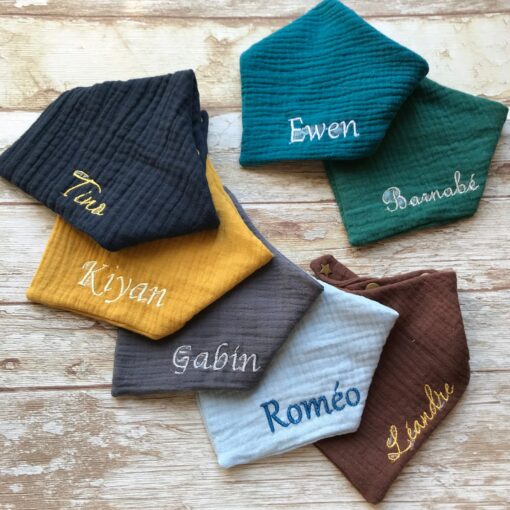 Personalized Embroidered Baby Bibs Custom Name, Bandana, and Birthday Bibs for Neutral Baby Showers - Image 4