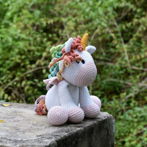 Enchanting Amigurumi Unicorn Handmade Pegasus Toy for Precious Moments - Image 3