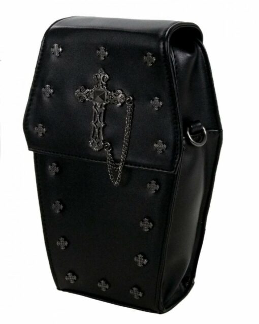 GOTHX Mini Black Vegan Gothic Cross Coffin Chain Bag - Embrace the Darkness with Style - Image 5