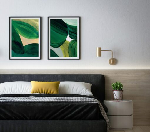 Abstract Emerald Green Art Prints Minimalist Forest Green Wall Decor for Contemporary Spaces - Image 3