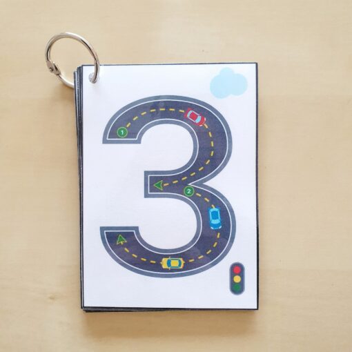 Number Tracing Flashcards Cars & Roads Printable for Counting, Montessori, Homeschool, Preschool, Kindergarten (Digital Download) - Image 5