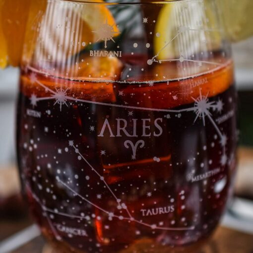Aries Etched Stemless Wine Glasses Celestial Sips for the Ram - Image 4
