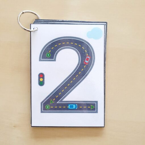 Number Tracing Flashcards Cars & Roads Printable for Counting, Montessori, Homeschool, Preschool, Kindergarten (Digital Download) - Image 4