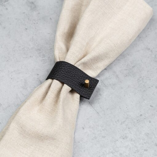 Modern Leather Napkin Rings with Brass, Steel, or Wooden Pin | Elevate Your Table Decor - Image 2