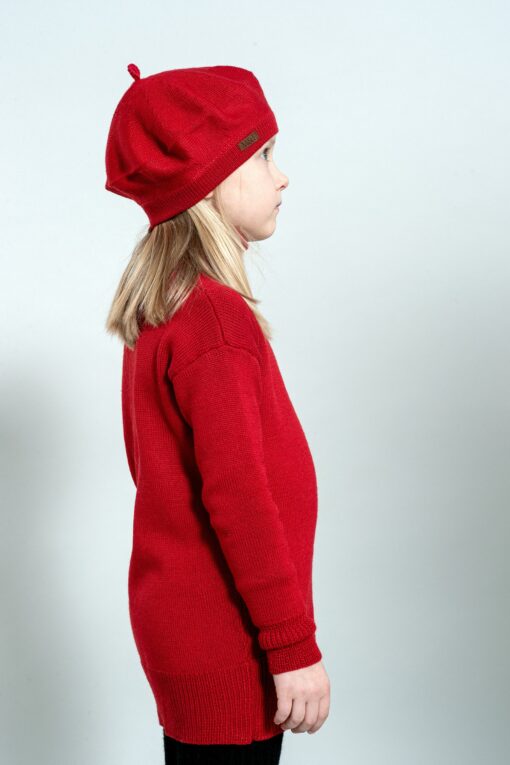 Charming Red Merino Beret A Timeless Gift for Little Fashionistas - Image 2