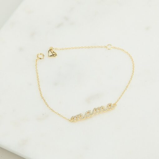 Pave Mama Script Bracelet A Cherished Gift for the Heart of Your Home - Image 2