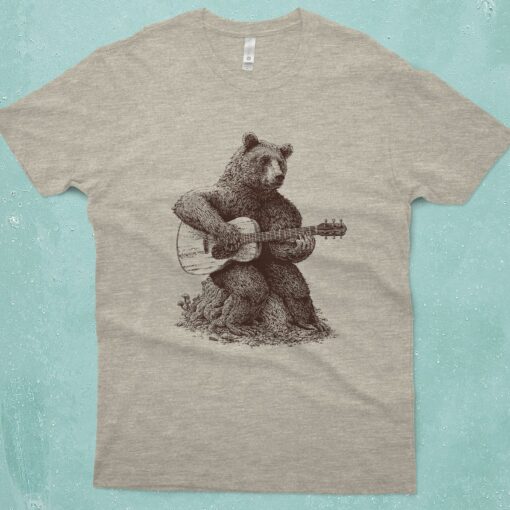 Bear-tastic Guitar Grooves Unleash the Rhythm with Our Men's Bear Guitar T-Shirt - Image 6